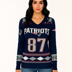 New England Patriots Christmas Sweater Womens Small Gronkowski #87 Bling New